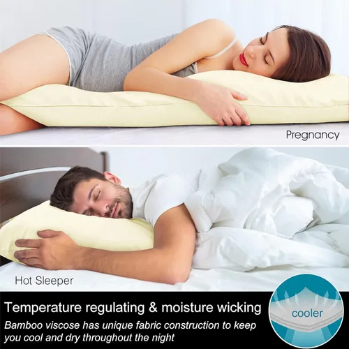 Vista 70 de BEDELITE - Juego de 2 fundas de almohada con solapa, tamaño estándar, rayón de bambú, frescas, suaves y transpirables, para personas calurosas