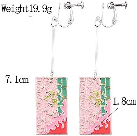 Vista 2 de Aretes de Tanjiro del anime Demon Slayer, de Kimetsu No Yaiba Hanafuda accesorios para cosplay de anime, para chicas
