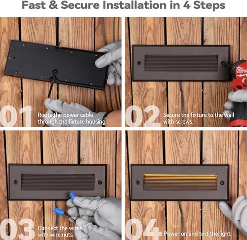 Vista 8 de LEONLITE 5W/4W/3W Luz de escalones LED regulable de bajo voltaje de 5CCT para exteriores, iluminación de escalones exteriores de 9 pulgadas, luz