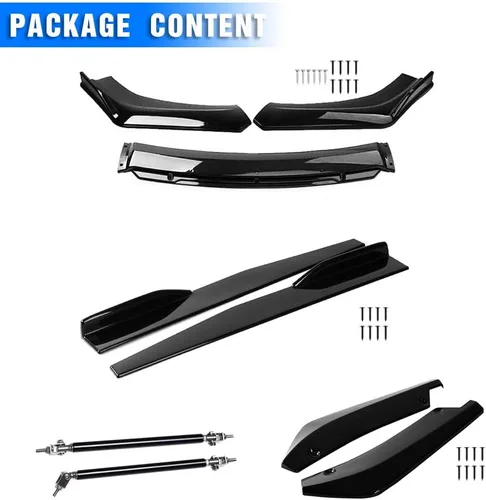 Vista 5 de Kit de Carrocería Universal para Alerón de Labio de Parachoques Delantero + Extensión de Falda Lateral de 2M / 86.6" + Kit de Carrocería de Panel