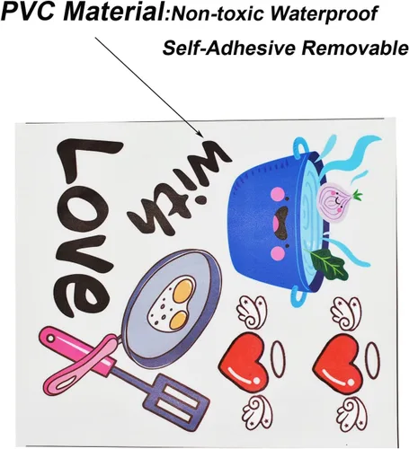 Vista 4 de Maydahui 2 Sheets Mom Kitchen Wall Stickers Kitchen Quote Wall Decals Mom's Kitchen is Seasoned with Love Wall Decals (17.7x21.6 Inch) Utensil