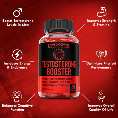 Vista 6 de Atlantis Nutrition Paquete de 2 potenciadores de testosterona (120 gomitas) + 180 gomitas de vitamina D3