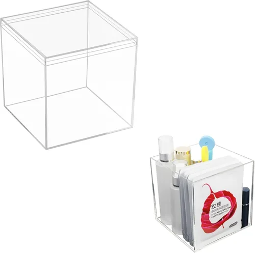 Vista 8 de KissYou Acrylic Box with Lid Clear Display Boxes Stackable Storage Bins Plastic Square Cube for Bathroom Counter Storage Cookie Candy Birthday Party
