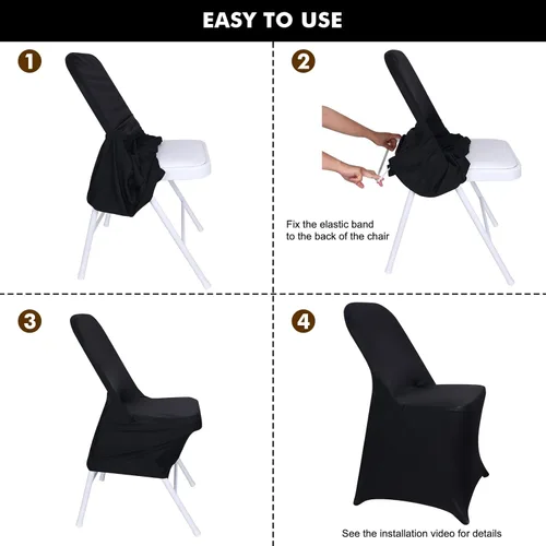 Vista 2 de Fixwal 12 fundas elásticas para sillas plegables de elastano, universales, ajustables, lavables, para comedor, fiesta, boda, banquete y decoración