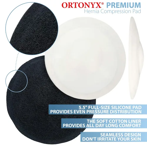 Vista 4 de ORTONYX Cinturón de hernia umbilical para mujeres y hombres, carpeta de apoyo abdominal con almohadilla de compresión, ayuda para la prevención
