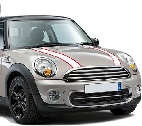Vista 14 de Adhesivos de vinilo para capó de capó negro y azul a rayas para maletero trasero del motor para Mini Cooper de 3 puertas Hatchback R56 2007-2013