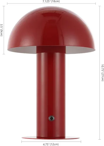Vista 4 de JONATHAN Y JYL7115G Boletus 10.75" Lámpara de mesa LED de setas contemporánea bohemia recargable/inalámbrica de hierro regulable integrada, roja