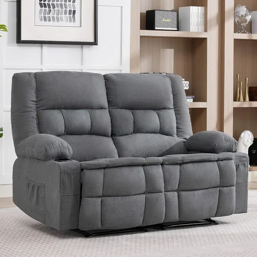 Vista 10 de Rocker - Silla reclinable con masaje y calor, mecedoras para sala de estar, silla ergonómica cómoda con portavasos y puerto de carga USB, bolsillos