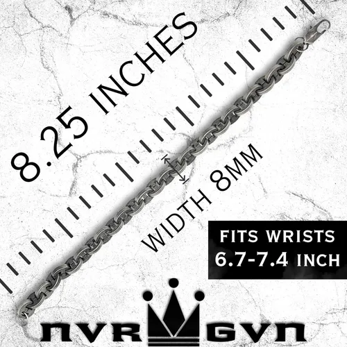 Vista 5 de Mens Stainless Steel Bracelet Gladiator Series Unbroken Collection, Gothic Biker Cuff Jewelry, Medieval Shackle Link Wristbands for Men in 6mm