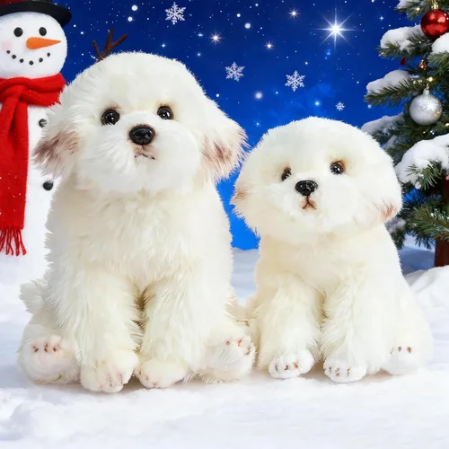 Vista 7 de HollyHOME Peluche maltés realista de perro maltés, regalo para mascotas, 13 pulgadas