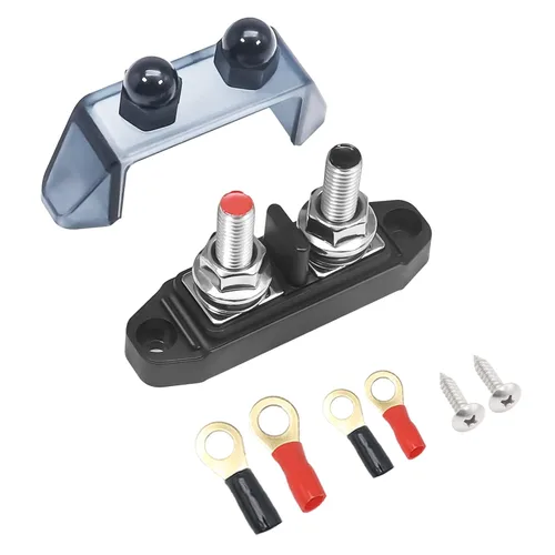 Vista 11 de Recoil S2P-516 Barra colectora con pernos dobles de 5/16” y terminales de tornillo #8, bloque de distribución de potencia con terminales de anillo