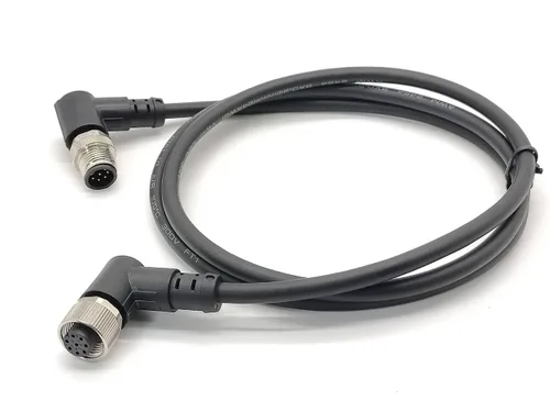 Vista 9 de Elecbee M12 Conector de ángulo recto macho a hembra A-Coding 1M AWG22 hembra a macho Cable M12 (5 pines)