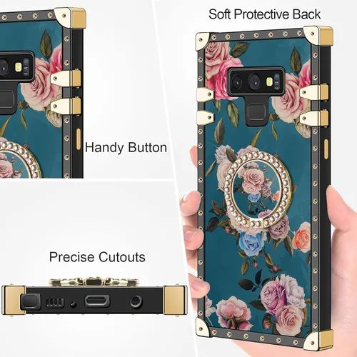 Vista 5 de HoneyAKE Funda para Samsung Galaxy Note 9 con función atril para mujeres y niñas, TPU suave a prueba de golpes, resistente, funda de esquina