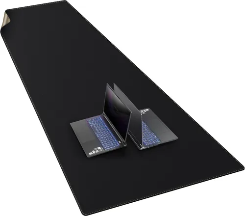 Vista 39 de MAIDERN Tapete de escritorio XXL de corcho y cuero, de 47.2 x 23.6 pulgadas, protector reversible para mouse de escritorio completo (negro)