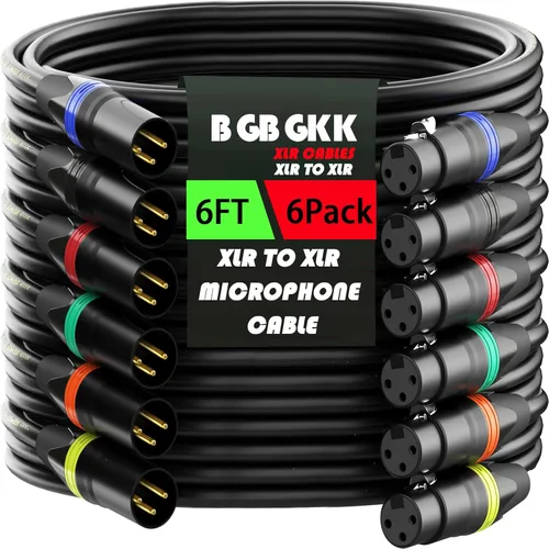 Vista 27 de Cables XLR 3 pies 4 unidades, Cable de Micrófono XLR Profesional Macho a Hembra, Cables de Altavoz XLR de 3 Pines Chapados en Oro, Cable