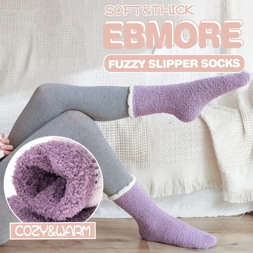 Vista 3 de EBMORE Womens Fuzzy Socks Slipper Fluffy Cozy Comfy Cabin Plush Warm Winter Sleep Home Soft Socks