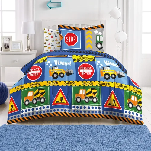Vista 47 de dream FACTORY - Juego completo de ropa de cama infantil de 5 piezas, de microfibra muy suave, fácil de lavar, tamaño individual, globos de corazón