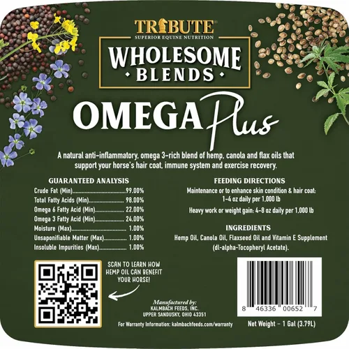 Vista 3 de Wholesome Blends Omega Plus Suplemento de aceite para caballos, 1 galón