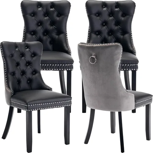 Vista 276 de ODUSE-DAILY - Juego de 2 sillas de cocina y comedor de terciopelo beige, con capitoné, tapizadas en terciopelo, estructura de madera maciza