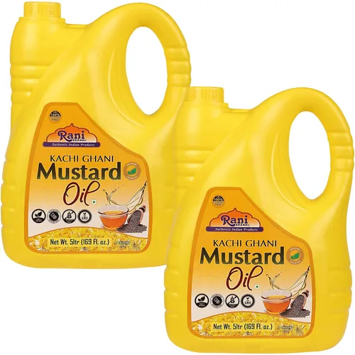 Vista 24 de Aceite de mostaza Rani (Kachi Ghani) 33.8 onzas (1 litro) sin OMG Sin gluten Vegano 100% natural Kosher