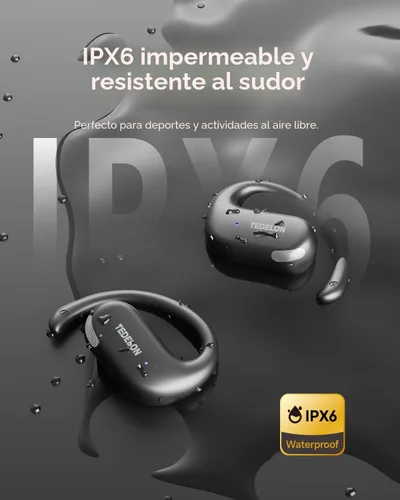 Vista 5 de Auriculares de oreja abierta Bluetooth 5.4: tiempo de reproducción de 50 horas, controladores de 0.638 in, auriculares inalámbricos con ganchos