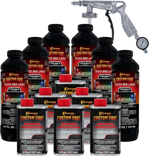 Vista 79 de Custom - Kit de revestimiento de uretano negro de 0.875 galones con pistola de aerosol con regulador