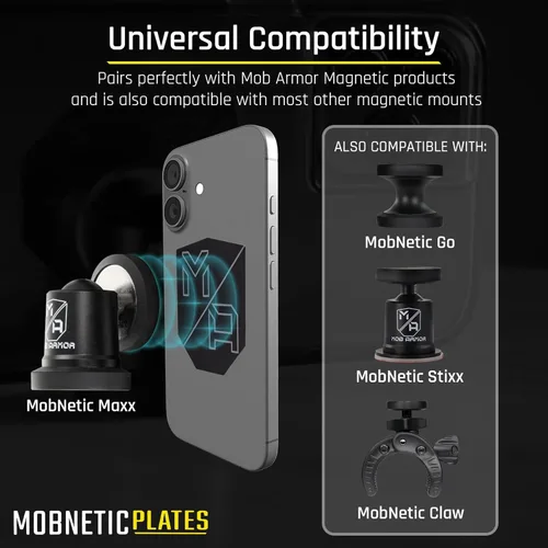 Vista 5 de Mob Armor MobNetic - Placas (2 unidades), compatibles con soporte magnético Mob para automóvil, placas de montaje universales para teléfonos