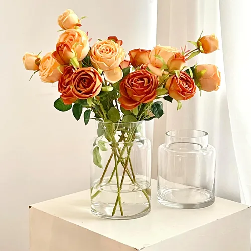 Vista 5 de BLOFLO - Jarrón de vidrio transparente, florero grande de vidrio de 7 pulgadas para flores, jarrones modernos de vidrio grueso para centros de mesa