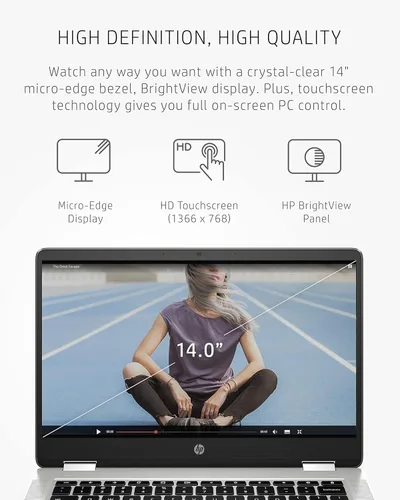 Vista 4 de HP Laptop Chromebook x360 14a 2 en 1, Intel Pentium Silver N5030, 4 GB de RAM, 64 GB eMMC, pantalla táctil HD Micro-Edge de 14 pulgadas, Chrome