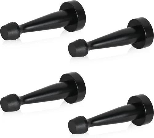 Vista 11 de QOGRISUN 's Topes de puerta negros de latón macizo resistentes, longitud total de 3-1/4 pulgadas de protector de pared decorativo con punta