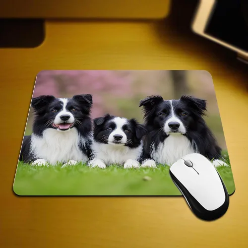 Vista 2 de Border Collie - Alfombrilla de mouse de goma antideslizante para computadoras, laptop, oficina, hogar, rectangular, personalizable, 9.5 x 7.9