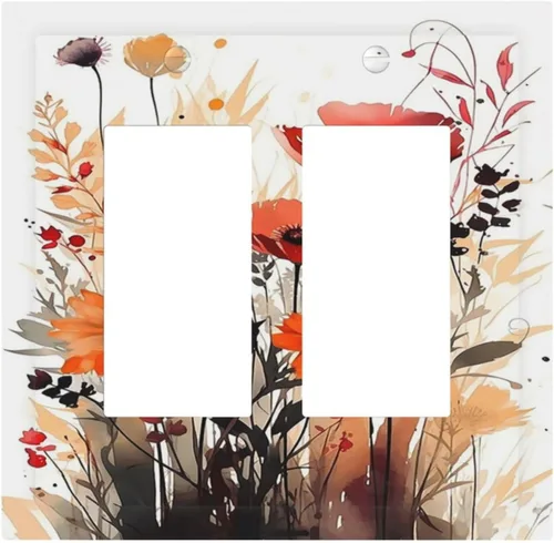 Vista 43 de Cubiertas de tomacorrientes, mármol negro y dorado, hojas blancas doradas, 1 palanca, 1 combinación basculante, placa decorativa de pared, placa