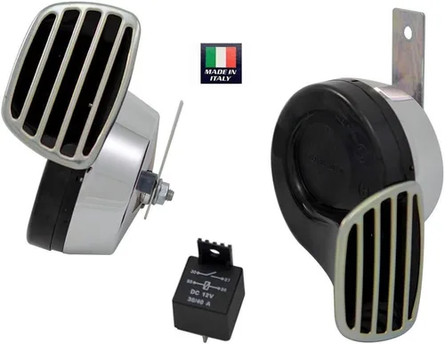 Vista 8 de Bocinas de repuesto dobles electromagnéticas cromadas de tono alto/bajo de 12 V, electromagnéticas ruidosas, duales bocinas de repuesto