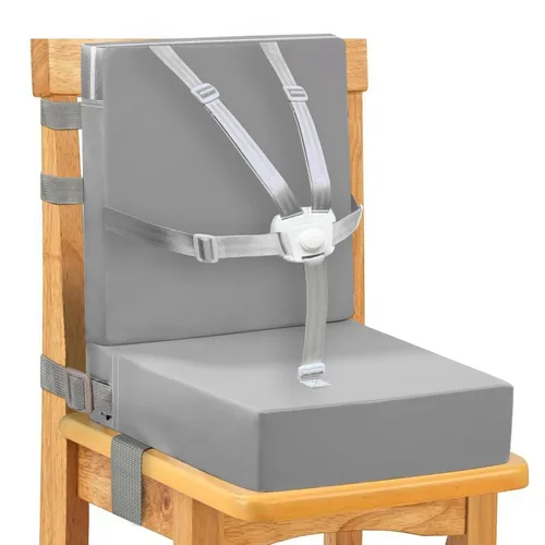 Vista 8 de Asiento elevador para niños pequeños para mesa de comedor, hebilla de seguridad ajustable, asiento elevador para niños con respaldo, PU impermeable