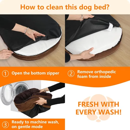 Vista 7 de Dwanton - Cama ortopédica para perros medianos con espuma de gel de memoria, sofá impermeable para perros, cama lavable para mascotas con cojín