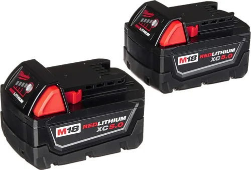 Vista 3 de Milwaukee 48-59-1850 M18 RED LITHIUM XC 5.0 Ah Baterías (2) + 48-59-1812 M12 y M18 Kit de cargador de voltaje múltiple