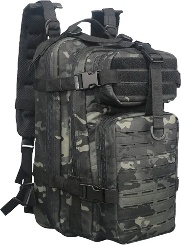 Vista 3 de Lightning X Mochila médica de primeros auxilios para trauma y hemorragia + kit (Camuflaje negro)