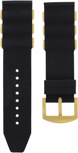 Vista 4 de Ewatchparts Correa de goma de silicona de 1.024 in compatible con Invita 17882 11339 19246 oro negro, NegroOro, Moderno