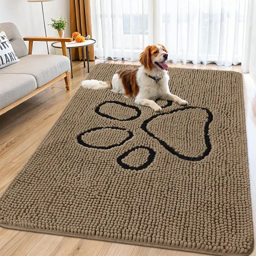 Vista 207 de Smiry Tapete para puerta de perro para patas fangosas, absorbente que atrapa la suciedad, antideslizante, de secado rápido, lavable, tapete