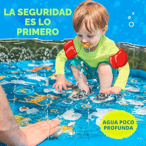 Vista 4 de SplashEZ Almohadilla de salpicaduras 3 en 1, aspersor para niños y piscina de bebés para aprender, piscina con rociadores para niños pequeños