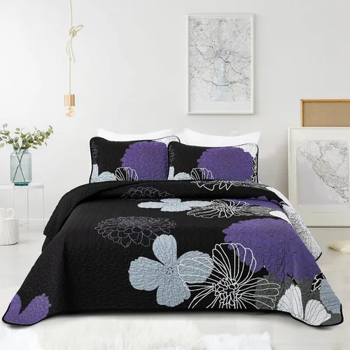 Vista 22 de Anibedding Juego de Edredón de Tamaño Completo con Estampado Floral Verde - 3 Piezas Colcha Coverlet Elegante Colcha Bohemia con 2 Fundas