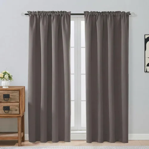Vista 469 de OVZME Cortinas opacas negras para dormitorio de 54 pulgadas de largo, 2 paneles de cortinas modernas con aislamiento térmico sólido para sala