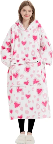 Vista 25 de Manta portátil de sherpa con capucha, para adultos, todos los patrones, de gran tamaño, sudadera con bolsillos