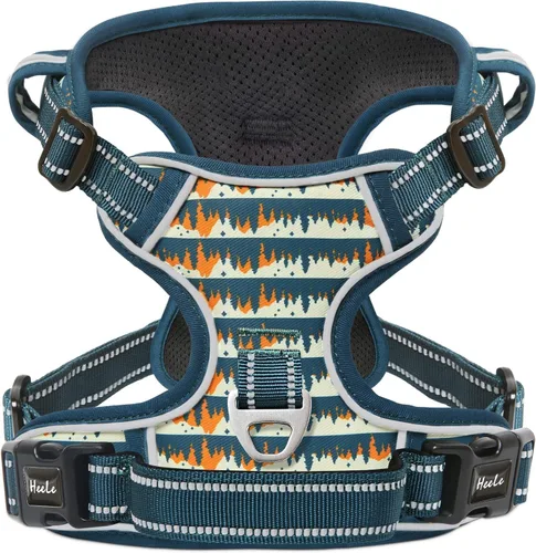 Vista 53 de HEELE Arnés para perro pequeño sin tirones con mango suave, arnés reflectante ajustable, color negro, XS