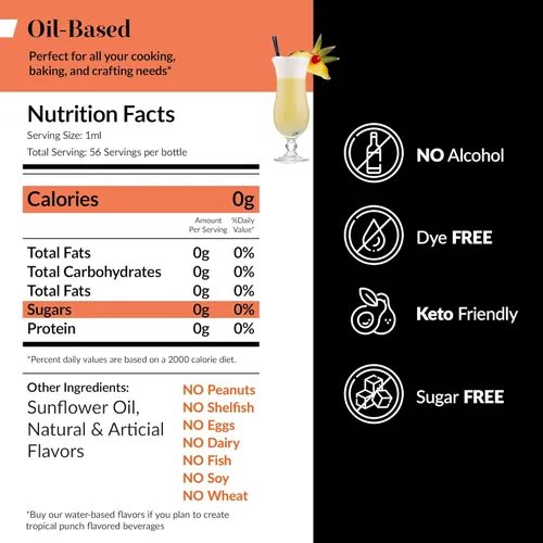 Vista 2 de Dolce Flav Extracto de Ponche Tropical 1 Galón Soluble en Aceite Kosher, Sin Azúcar, Saborizante Concentrado de Ponche Tropical Afrutado