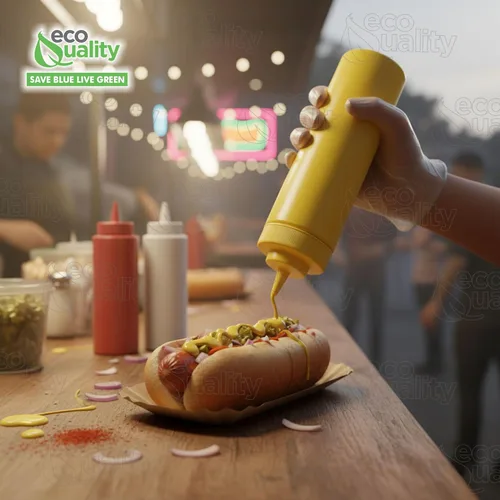 Vista 7 de Paquete de 2 botellas de plástico amarillo de 24 onzas para condimentos, salsas, aderezos, artes y manualidades, salsa de tomate, mostaza, aceite