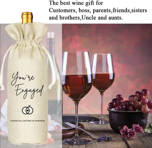 Vista 6 de Bolsa de vino de compromiso, bolsa de vino de compromiso personalizada, regalo de compromiso para parejas, recién casados de boda, regalos de novia