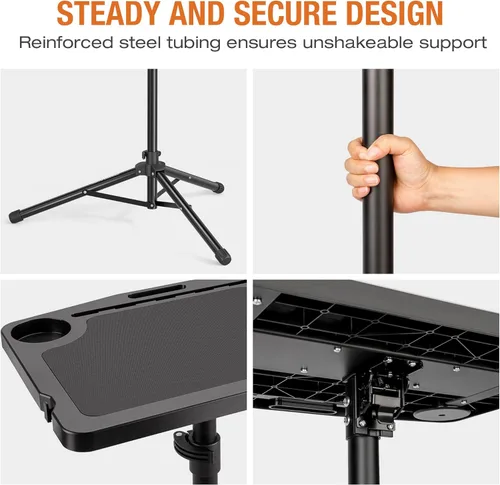 Vista 6 de Escritorio de ciclismo para interiores, mesa plegable con superficie antideslizante, soporte de computadora de altura ajustable, entrenador