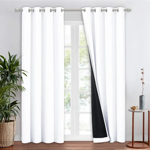 Vista 120 de NICETOWN Cortinas 100 % opacas con aislamiento térmico, panel de cortina deslizante de rendimiento que reduce el ruido con forro negro, bloqueo