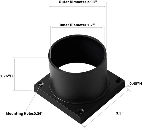 Vista 3 de Windben Adaptador de montaje en muelle, base de luz para postes de 3 pulgadas, kits de piezas incluidos, negro mate